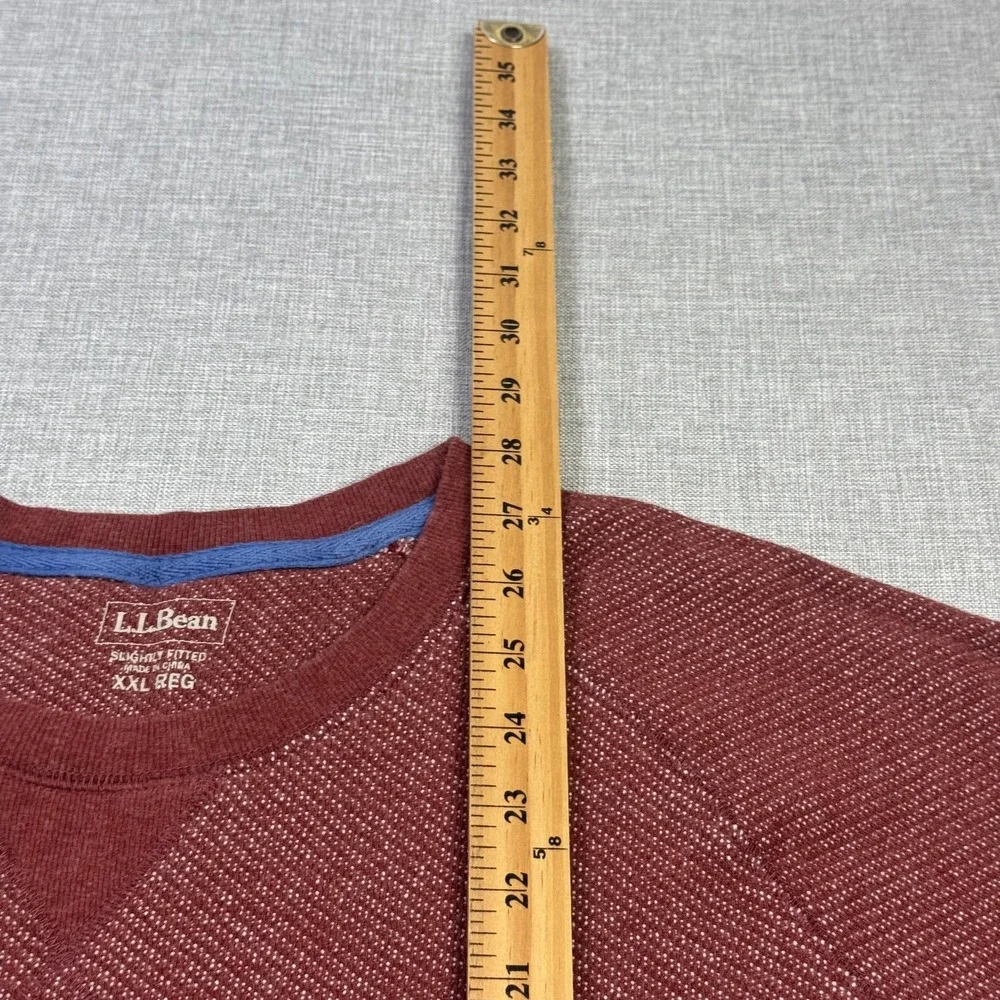 L.L. Bean Slightly Fitted Cotton Wool Sweater Pullover Mens 2XL Red Crew Neck